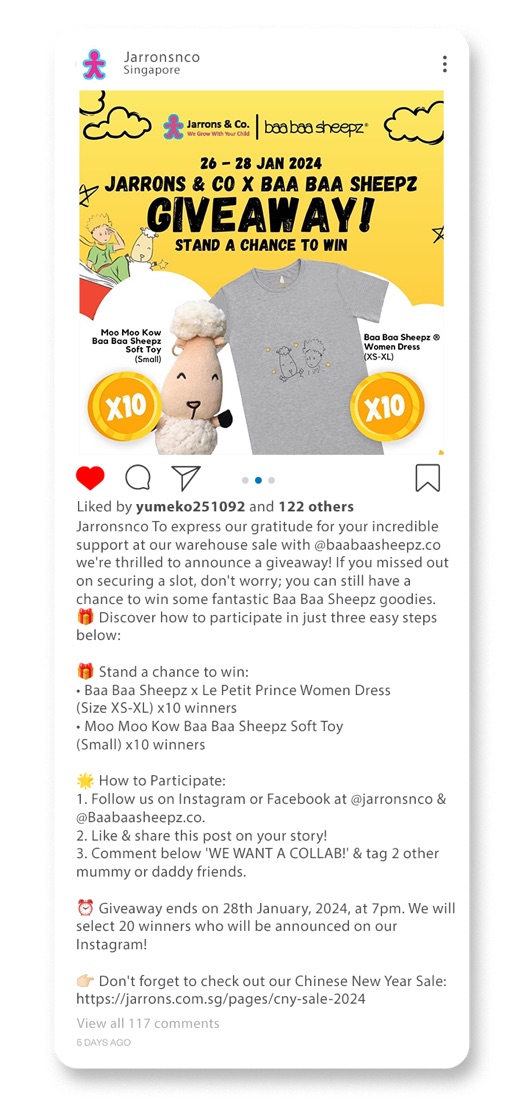 Jarrons & Co x Baa Baa Sheepz giveaway post
