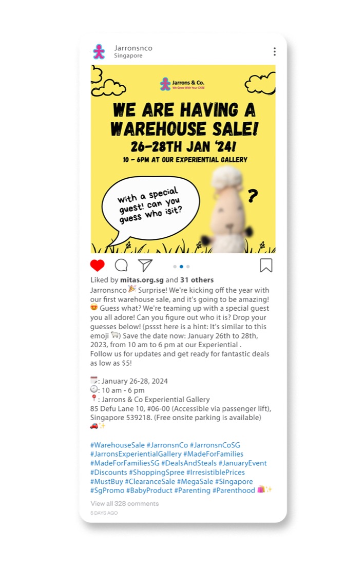 Jarrons & Co x Baa Baa Sheepz warehouse sale teaser post